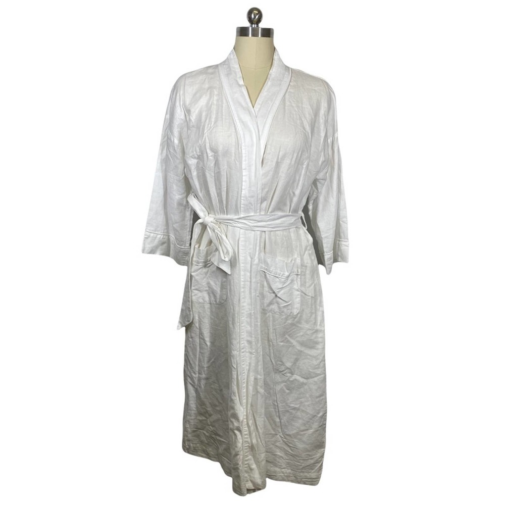 J. Crew Re-Imagined White Airy Linen Cotton Blend Robe S M